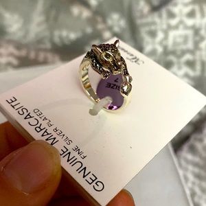 Marsala Genuine Marcasite Fine silver plated Jaguar gem size 7 ring